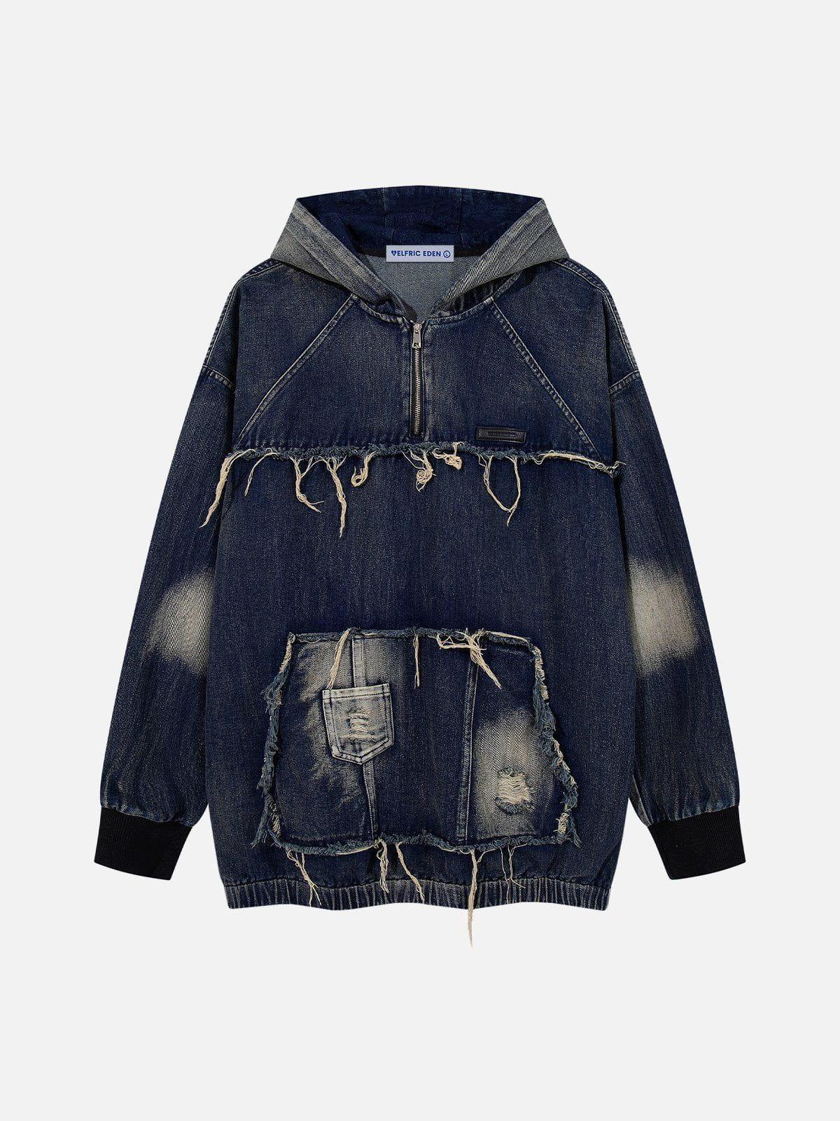 Aelfric Eden Fringe Washed Denim Hoodie Product Image