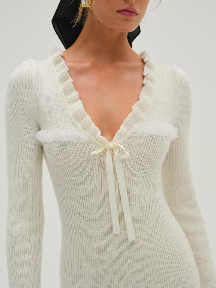 Miranda Knit Mini Dress — Ivory Product Image