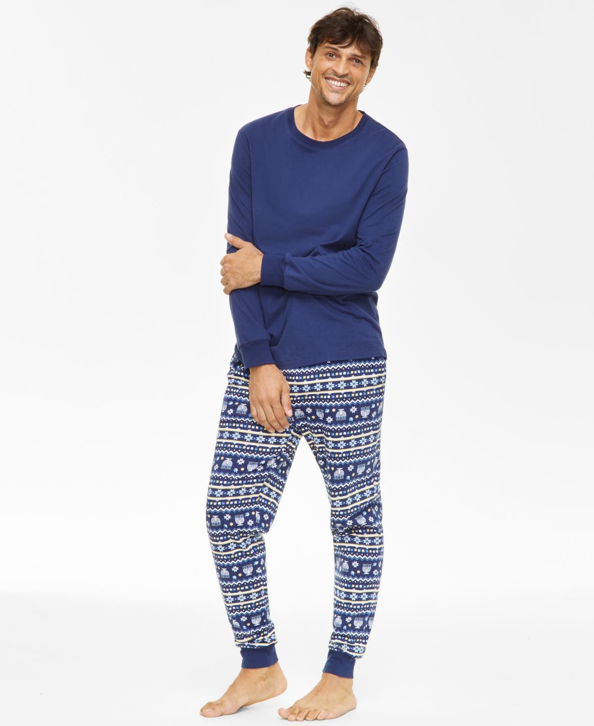 Holiday Lane Mens 2-Pc Mix It Cotton Pajama Set, Created for Macys - Hanukkah Product Image