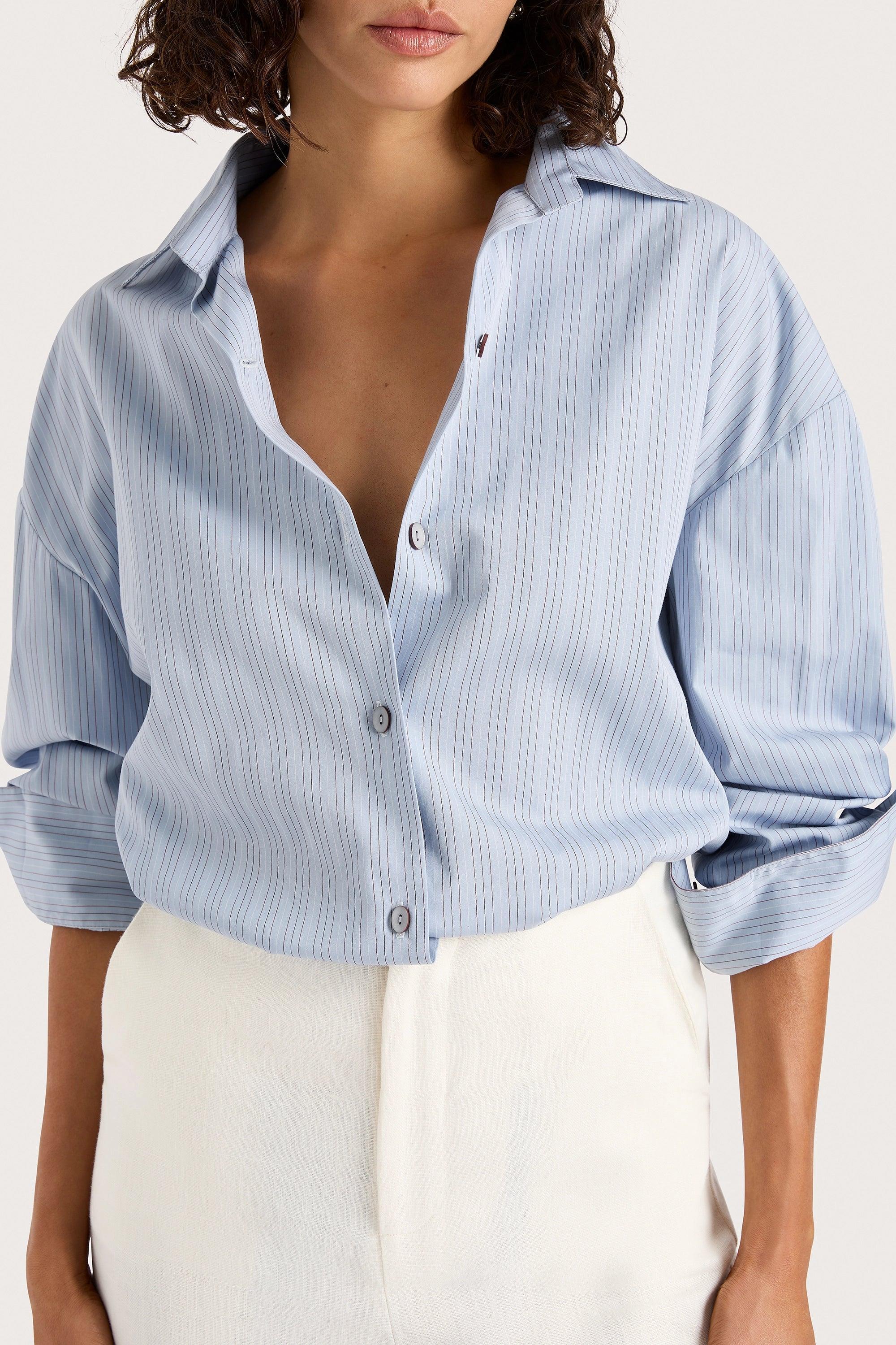 Freja Shirt Blue Pinstripe Product Image