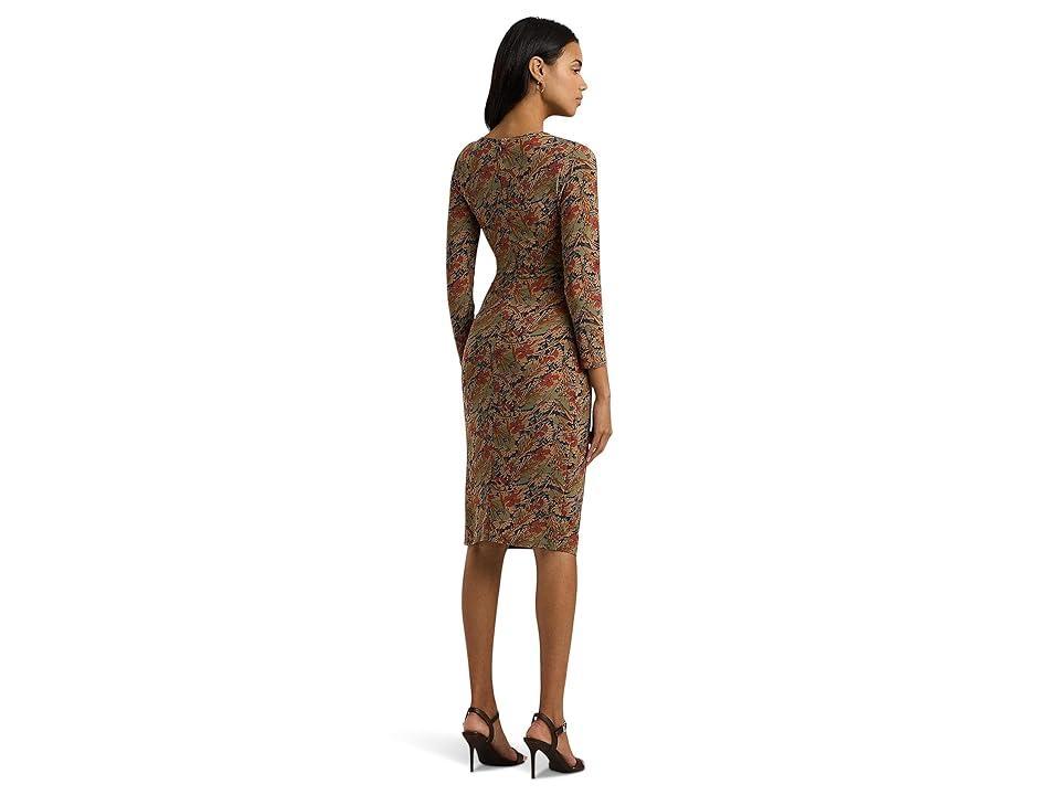 Lauren Ralph Lauren Floral Twist-Front Stretch Jersey Dress (Cream ) Women's Dress Product Image