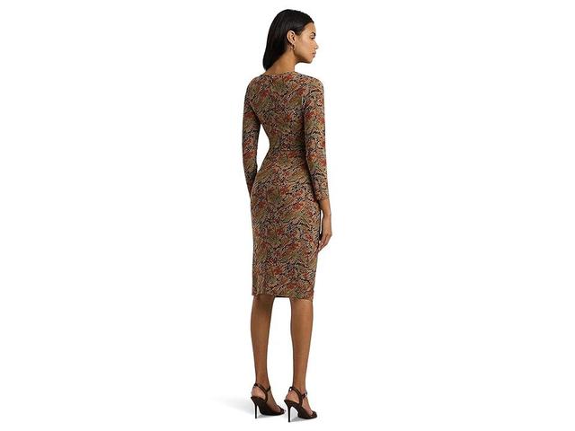 Lauren Ralph Lauren Floral Twist-Front Stretch Jersey Dress (Cream ) Women's Dress Product Image