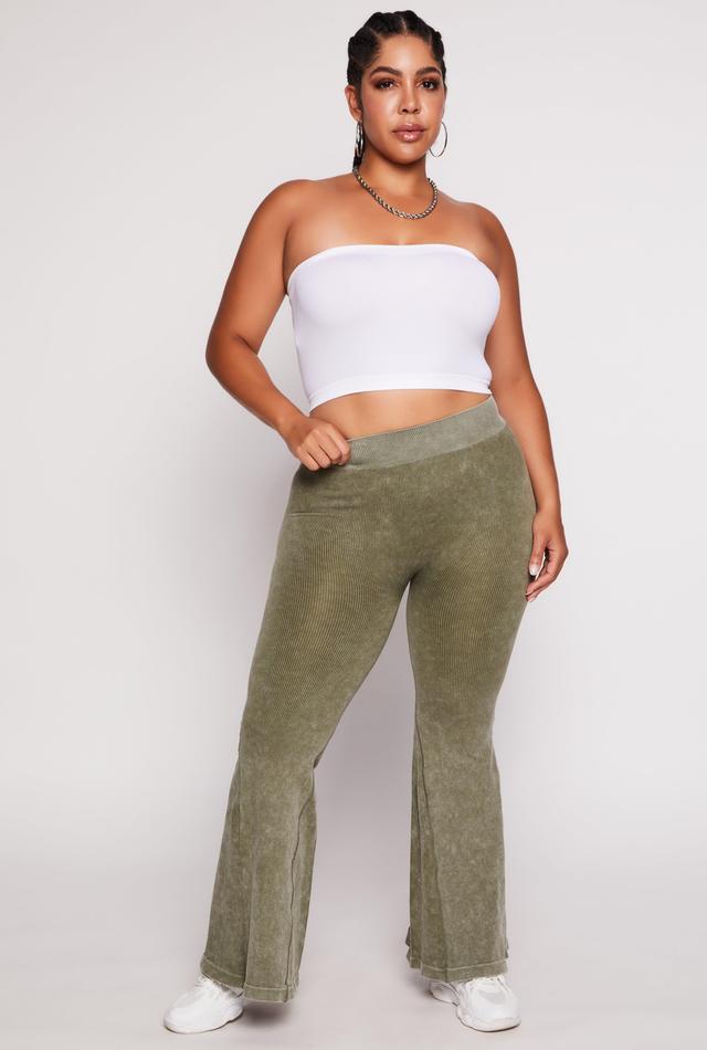 Womens Plus Size Seamless Ribbed High Waisted Flare Pants Product Image