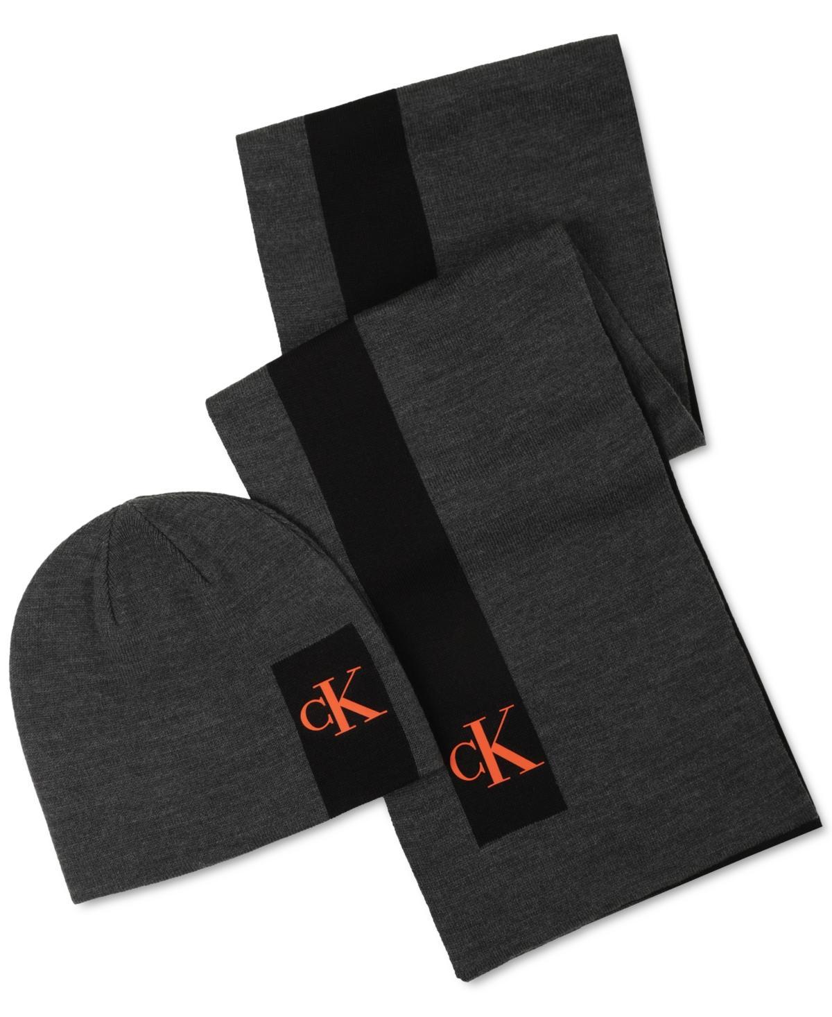 Calvin Klein Mens Silicone Ck Monogram Logo Scarf & Beanie Hat Set Product Image