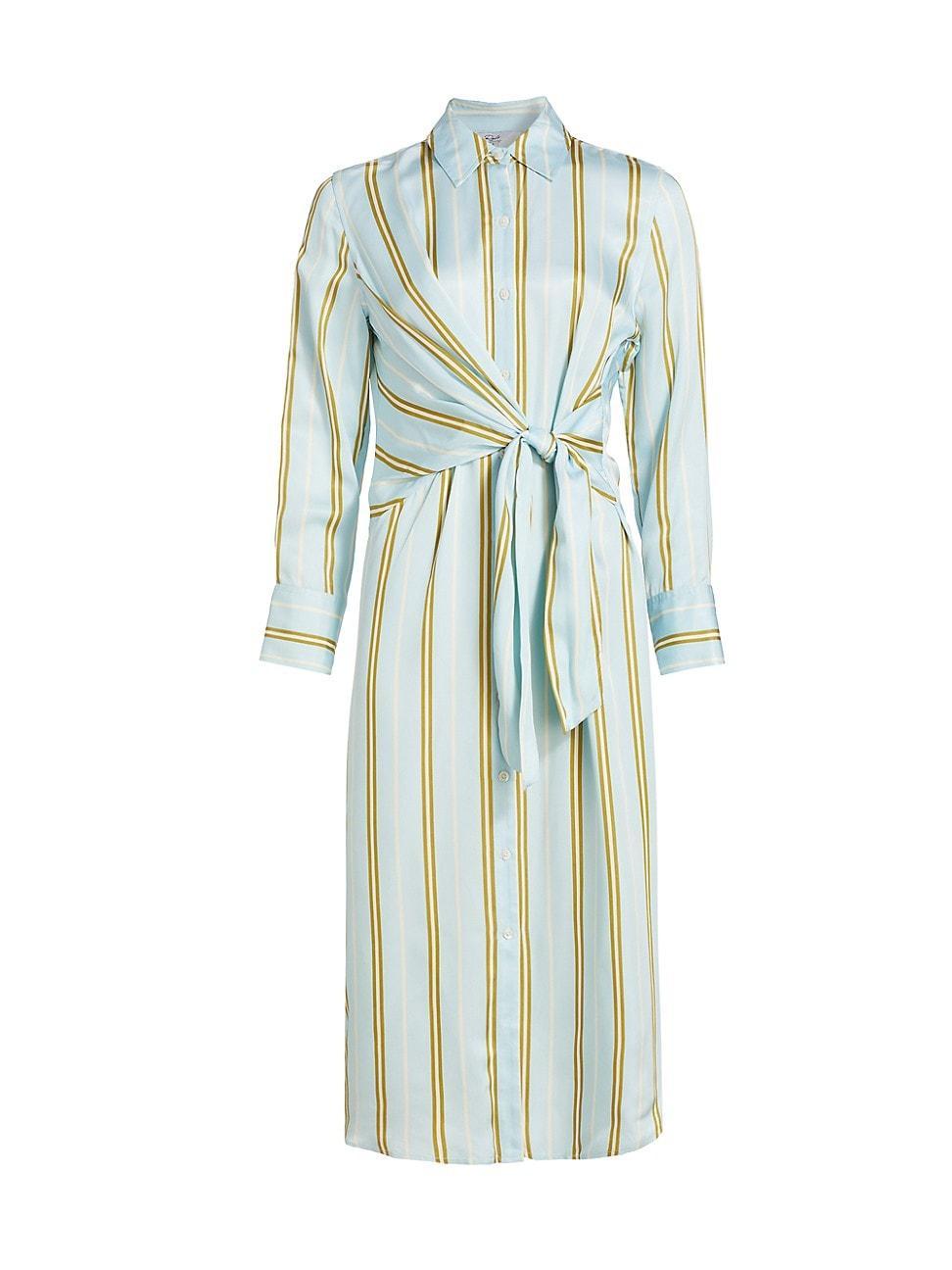 Lacey Striped Satin Midi Shirtdress Product Image