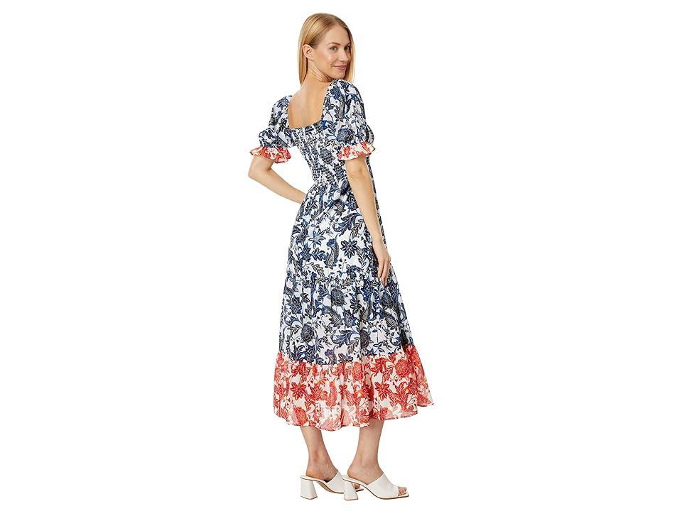 Tommy Hilfiger Women's Batik Floral Colorblocked Smocked Dress - Sky Captain Multi Product Image