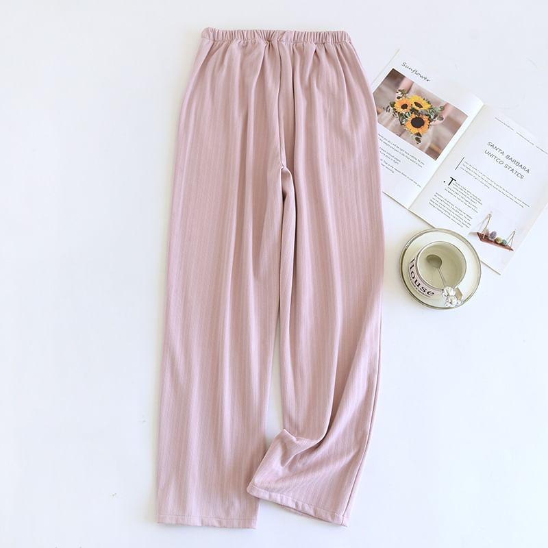 Couple Matching High Waist Striped Wide Leg Pants (Various Designs) Product Image