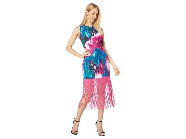 ONE33 Social Pleated Front Fringe Dress (Fuchsia ) Women's Clothing Product Image