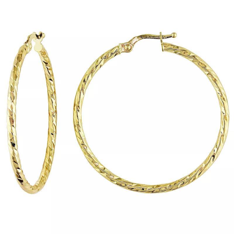 Stella Grace 10k Gold Diamond-Cut Hoop Earrings, Womens Product Image