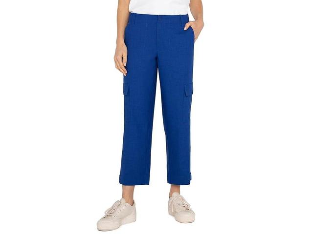 Liverpool Los Angeles Cargo Mid-Rise Crop With Tab Hem Textured Stetch Woven Topaz) Women's Dress Pants Product Image