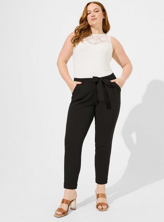 High-Rise TAPERED Pull-On Taper Stretch Crepe Tie-Front Pant Product Image