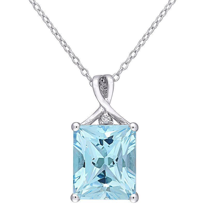 Stella Grace Sterling Silver Blue & White Topaz Pendant Necklace, Womens Product Image