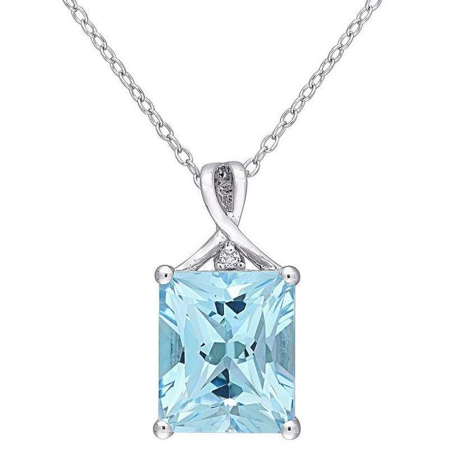 Stella Grace Sterling Silver Blue & White Topaz Pendant Necklace, Womens Product Image