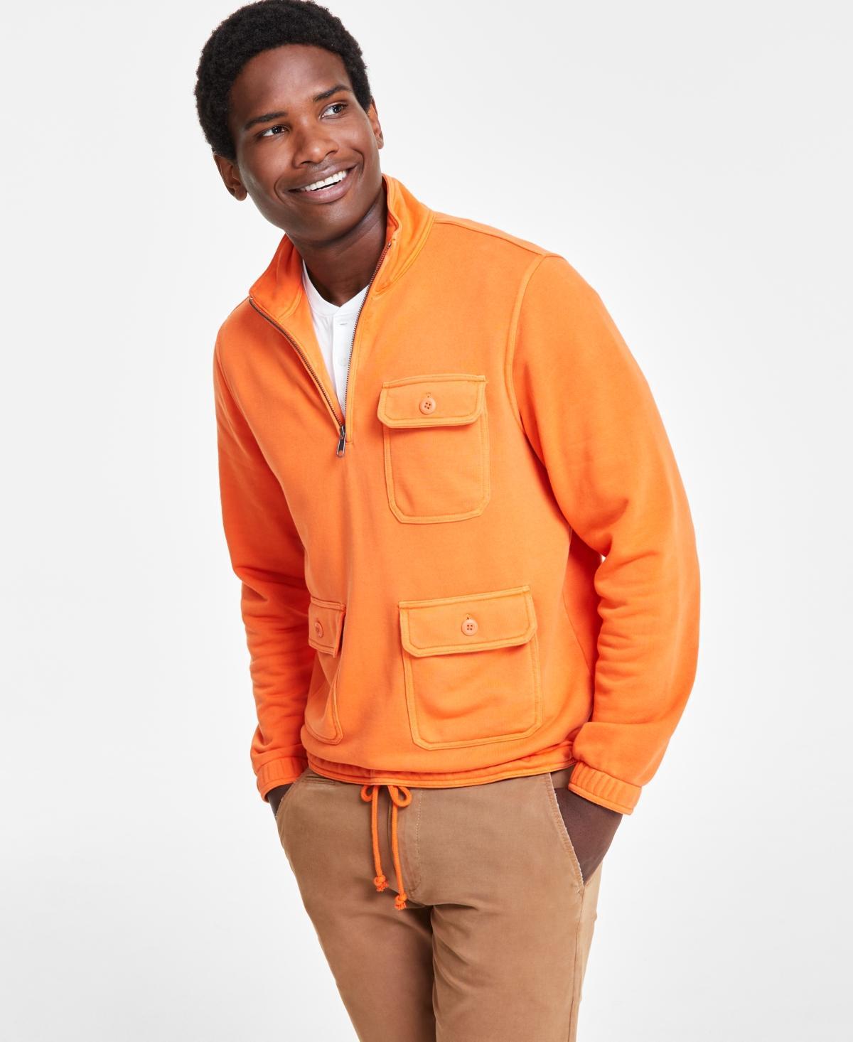 Sun + Stone Mens French Terry Quarter-Zip Three-Pocket Sweatshirt, Created for Macys Product Image