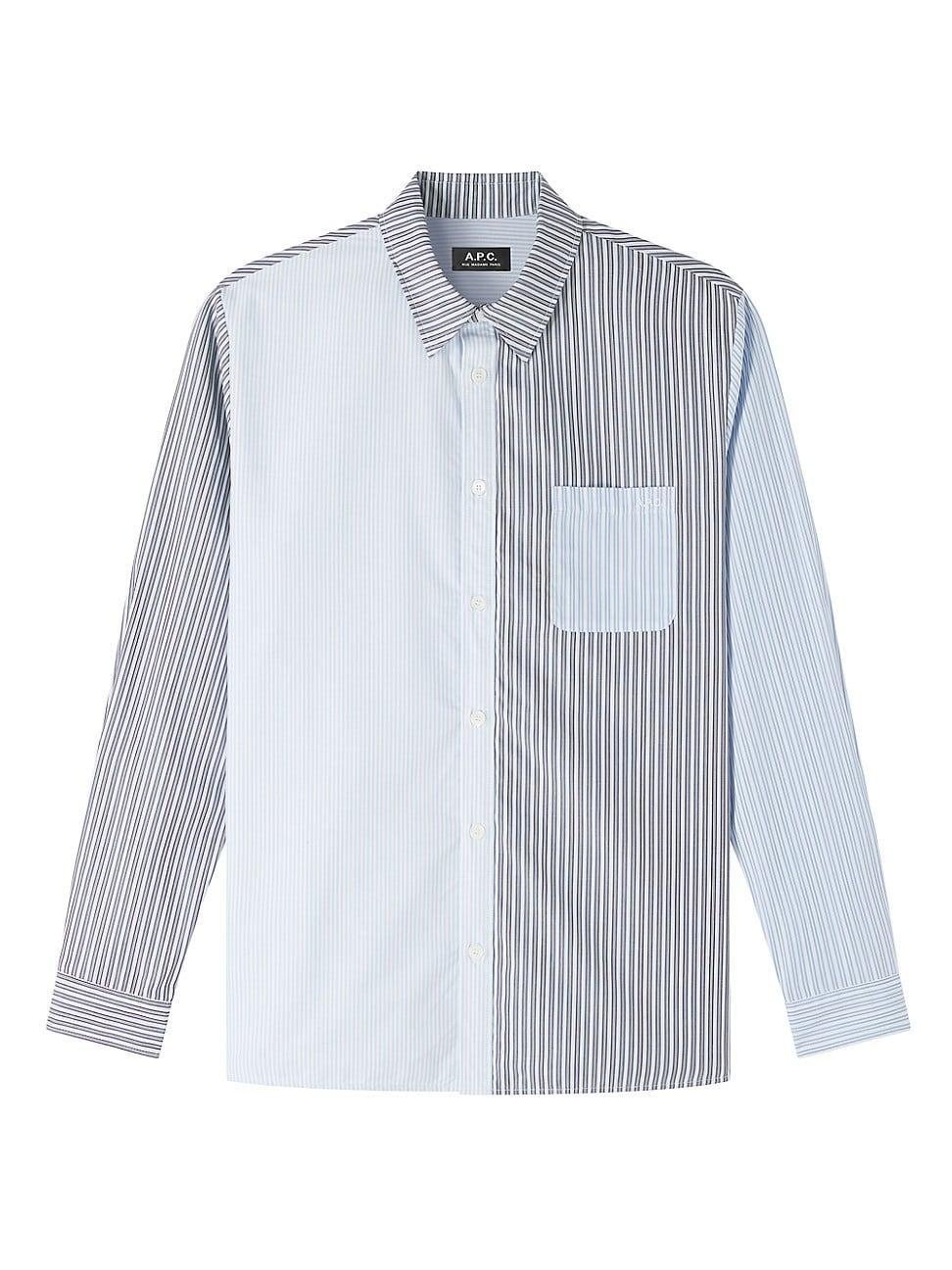 Mens Striped Cotton Button-Front Shirt Product Image