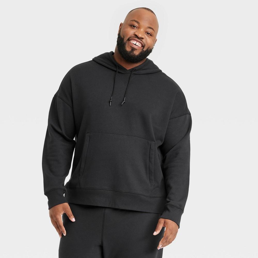 Mens Big Cotton Fleece Hooded Sweatshirt - All In Motion Heathered Light 2XL Product Image