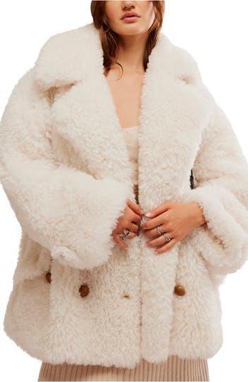 FREE PEOPLE Sophie Faux Fur Peacoat In Beige Product Image