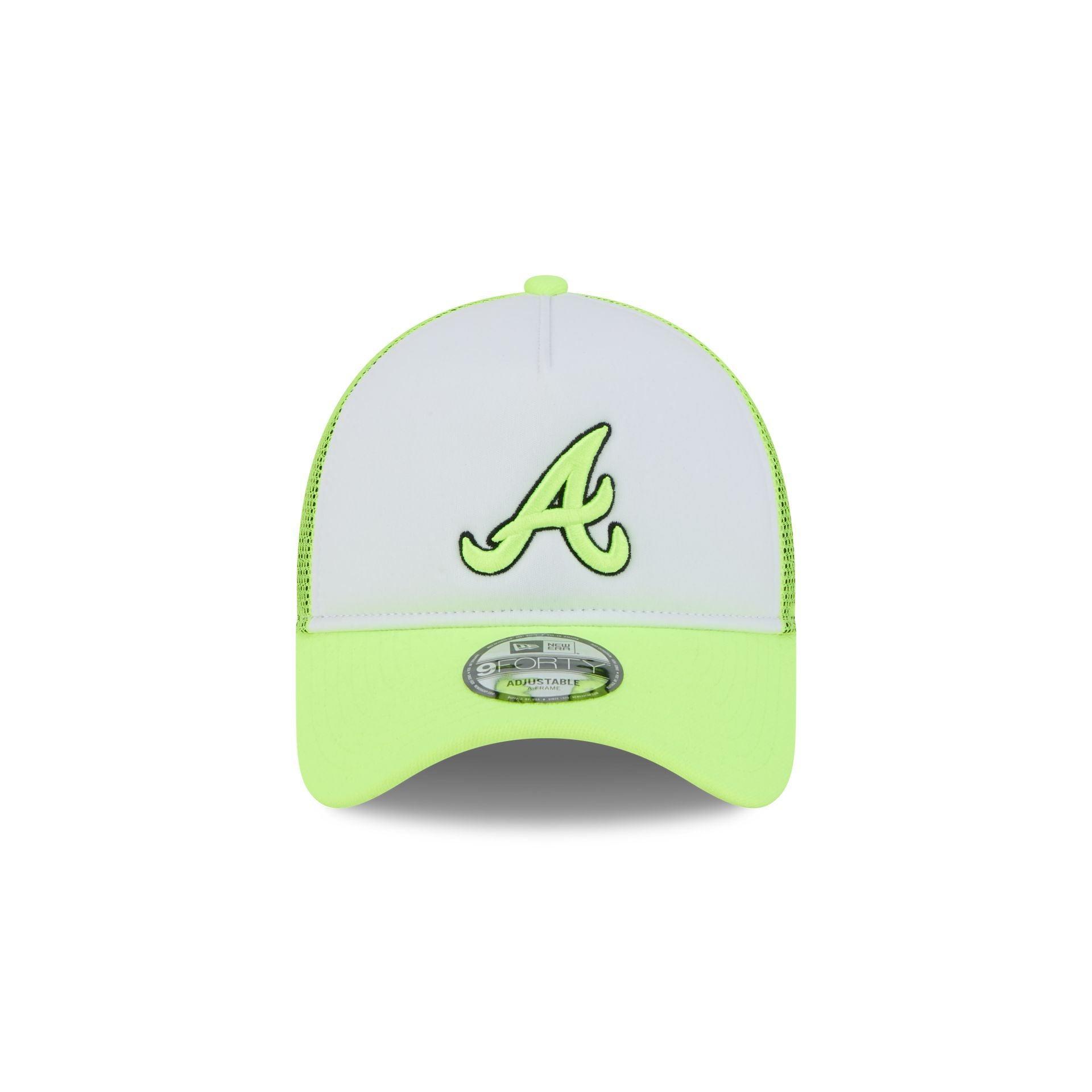 Atlanta Braves Hi Vis Doodle 9FORTY A-Frame Trucker Hat Male Product Image