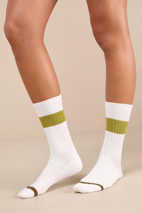 Reese White and Chartreuse Striped Tube Socks Product Image