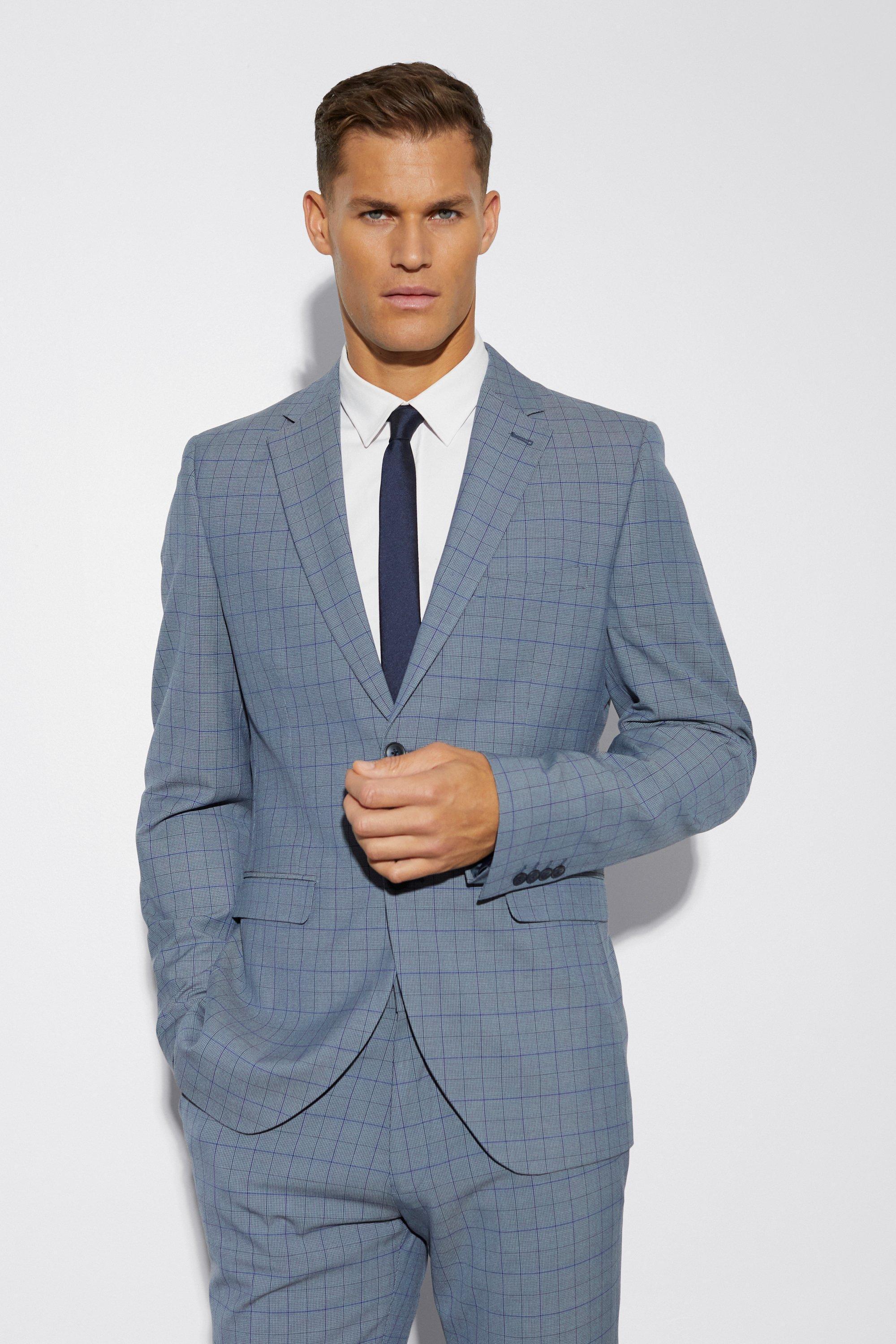 Tall Slim Single Breast Check Suit Jacket | boohooMAN USA Product Image