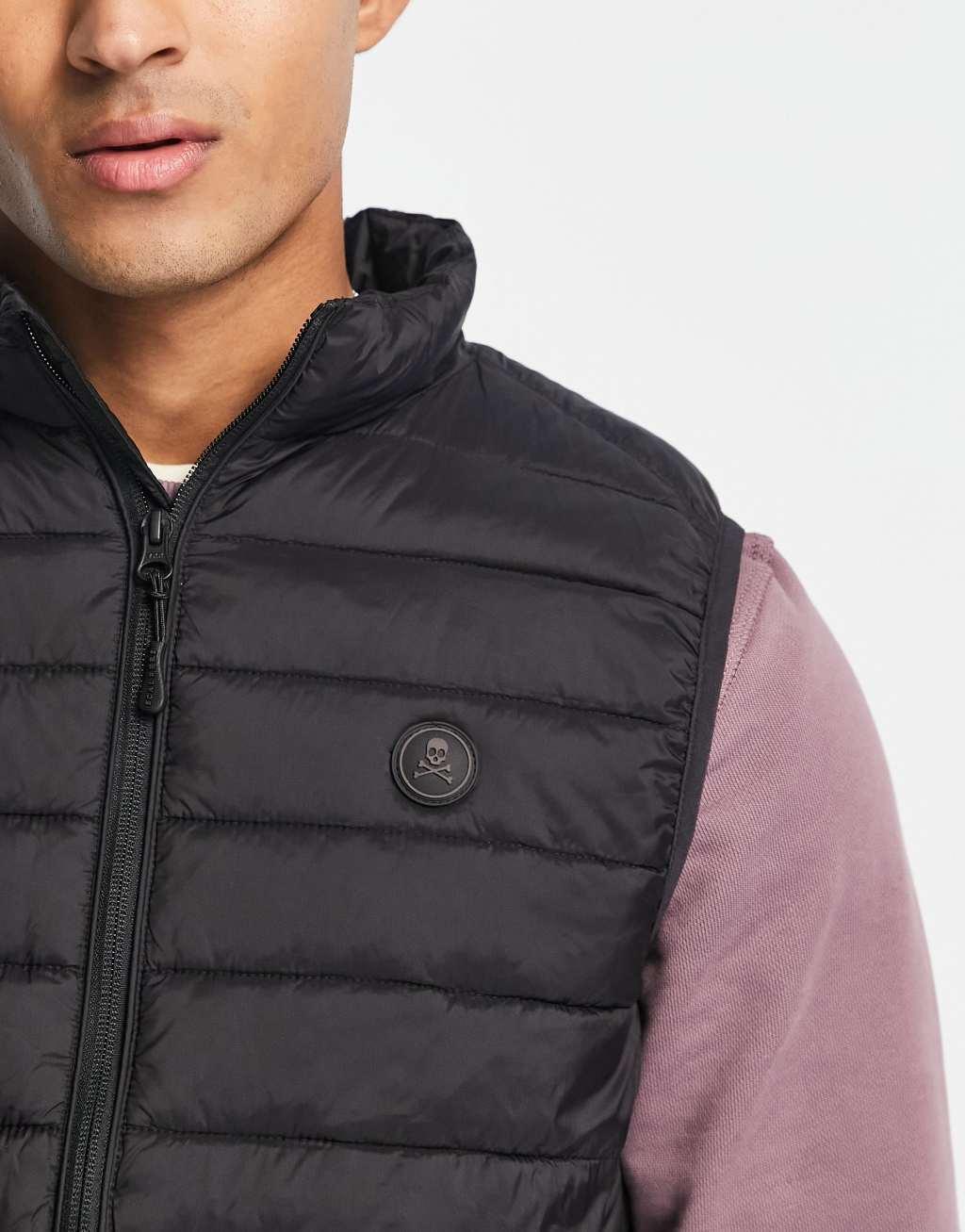 Scalpers Gstaad quilted vest in black Product Image