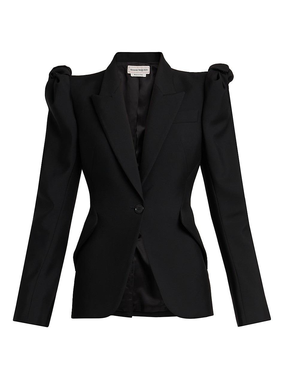 Alexander McQueen Exaggerated Shoulder Wool Blazer Product Image