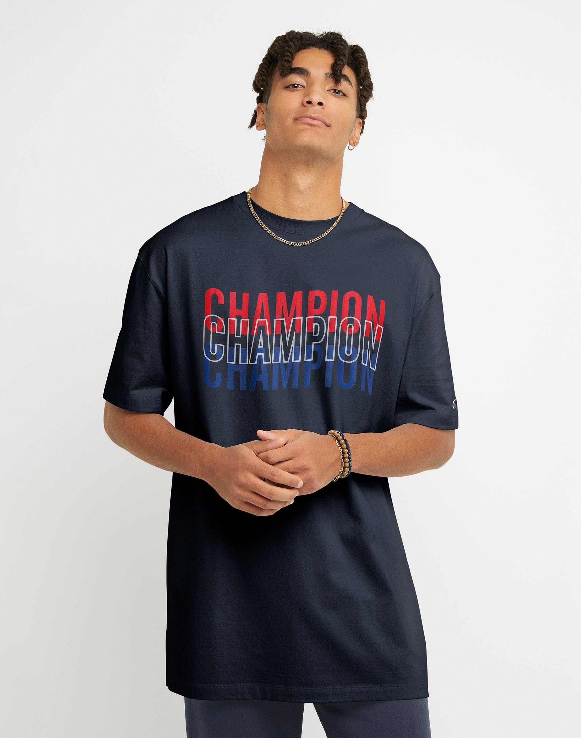 Mens Big & Tall Classic Graphic Tee, Wavy Repeat Champion Navy LT Product Image