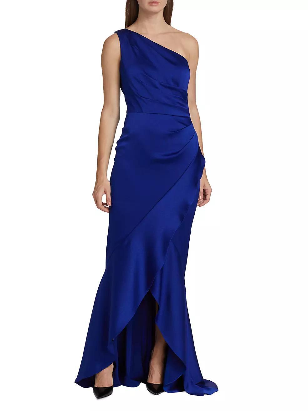 Asymmetric Hammered Satin Gown Product Image