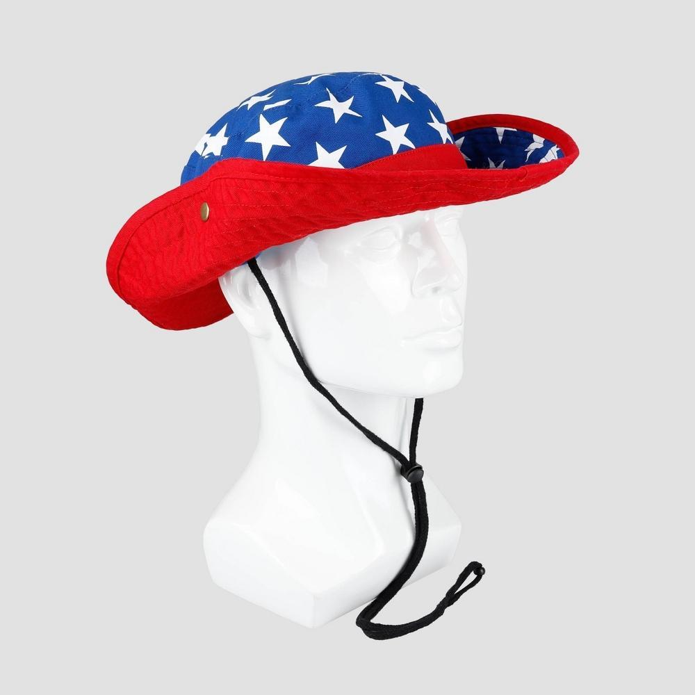 Wemco Mens Star Print Polyester Floppy Hat - White/Blue/Red Product Image