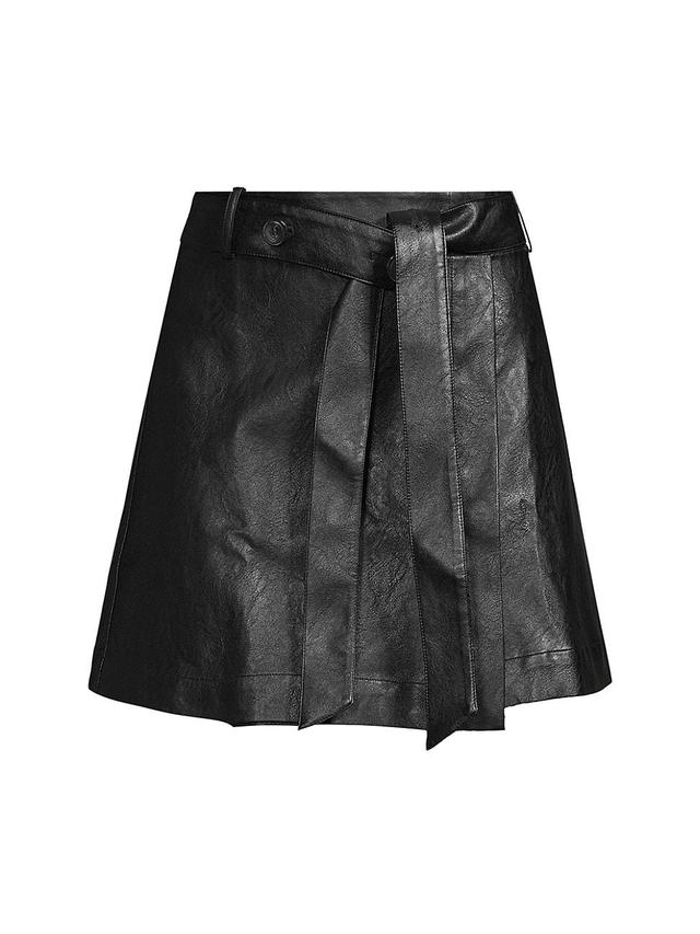 Womens Tanner Vegan Leather Wrap Miniskirt Product Image