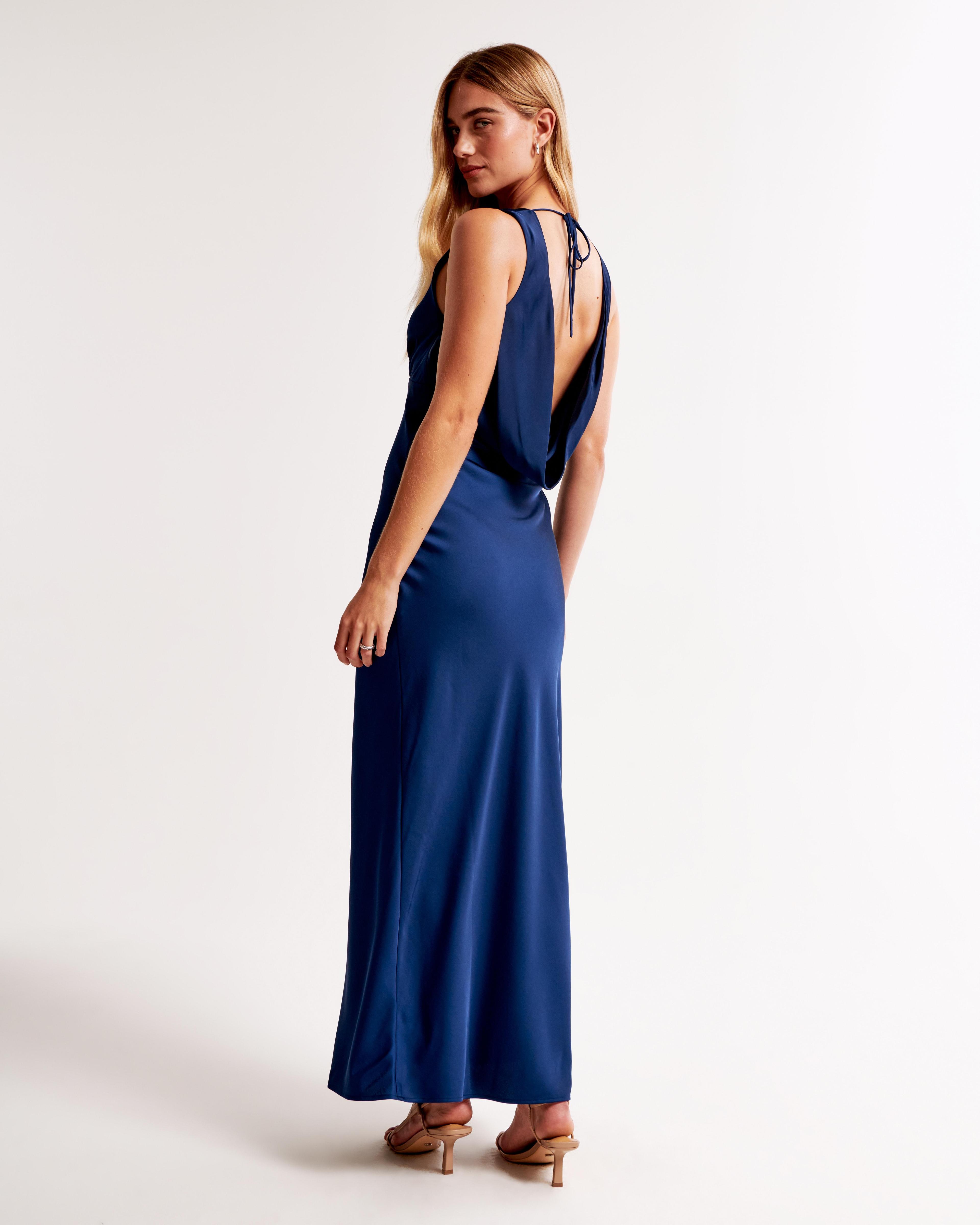 Plunge Cowl Back Maxi Dress Product Image