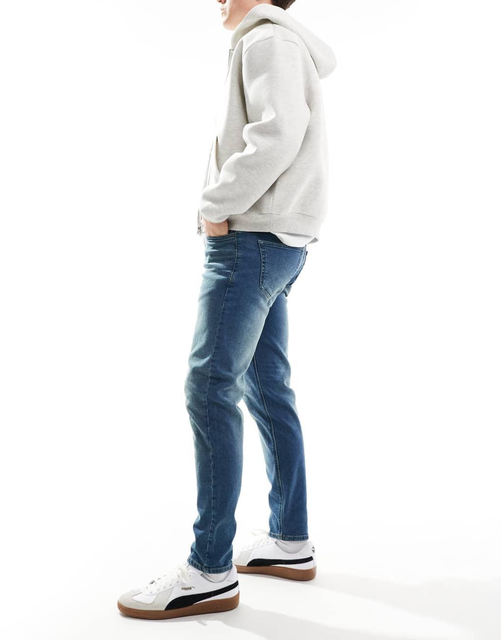 French Connection tapered jeans in washed blue Product Image