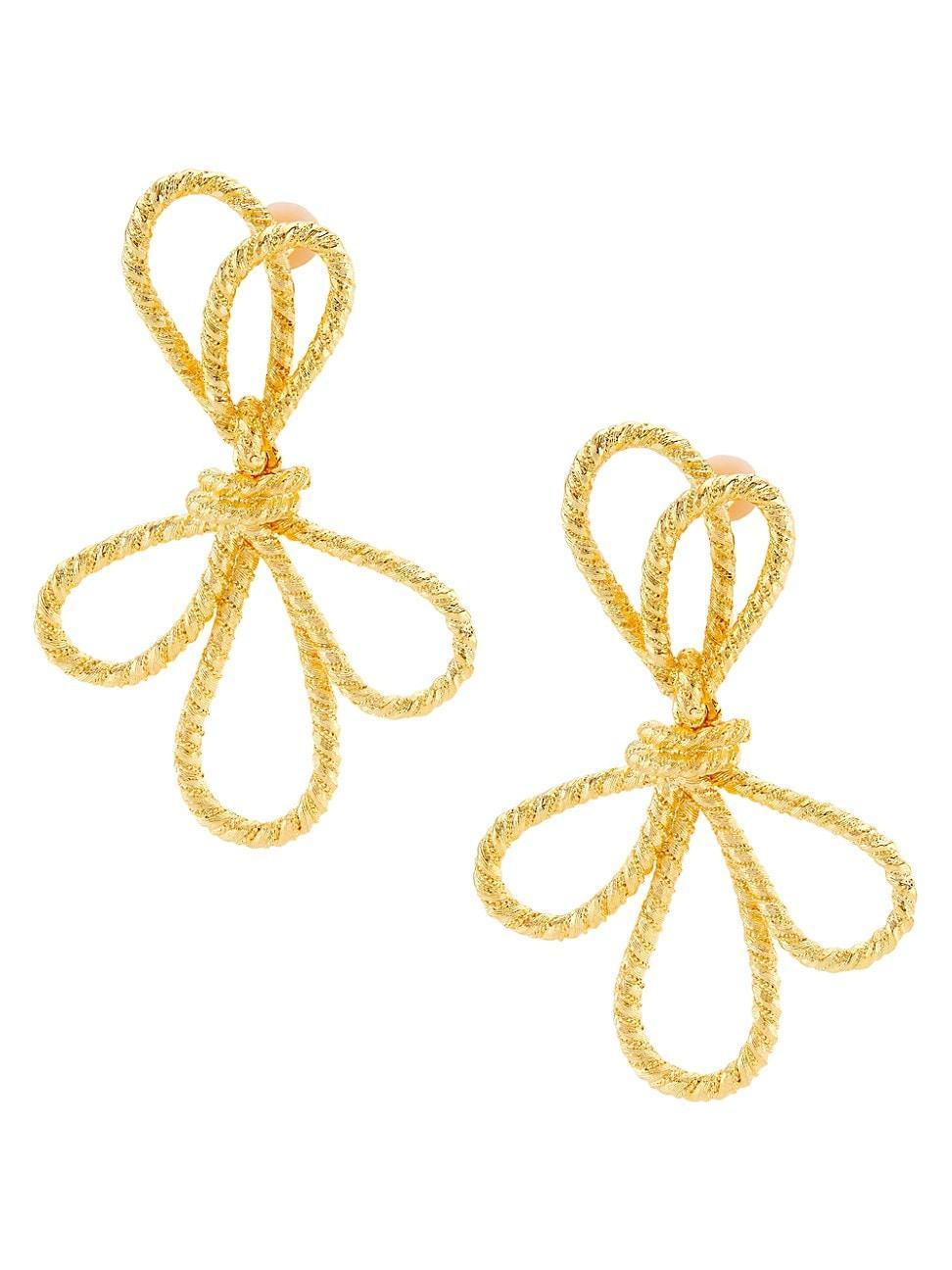 Womens 22K-Gold-Plated Bow Clip-On Earrings Product Image