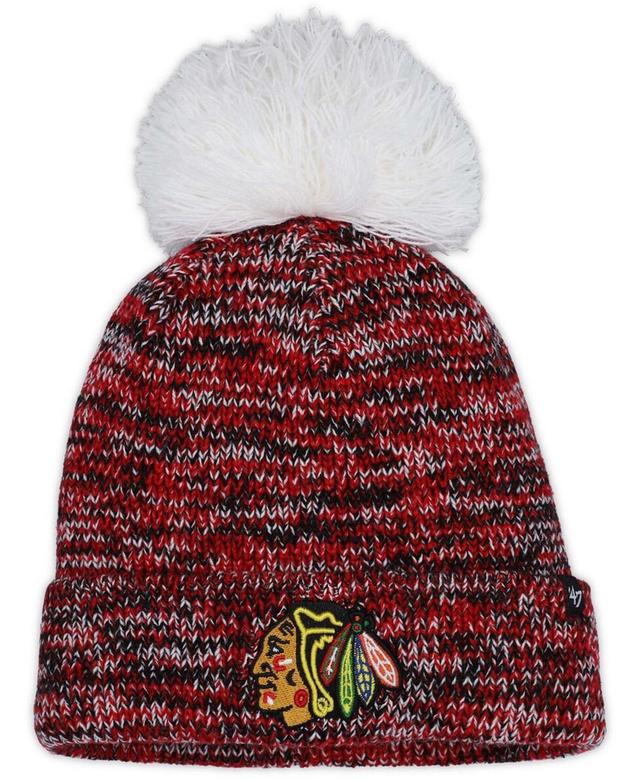 Womens 47 Black Chicago Blackhawks Triple Cross Cuffed Knit Hat with Pom Product Image