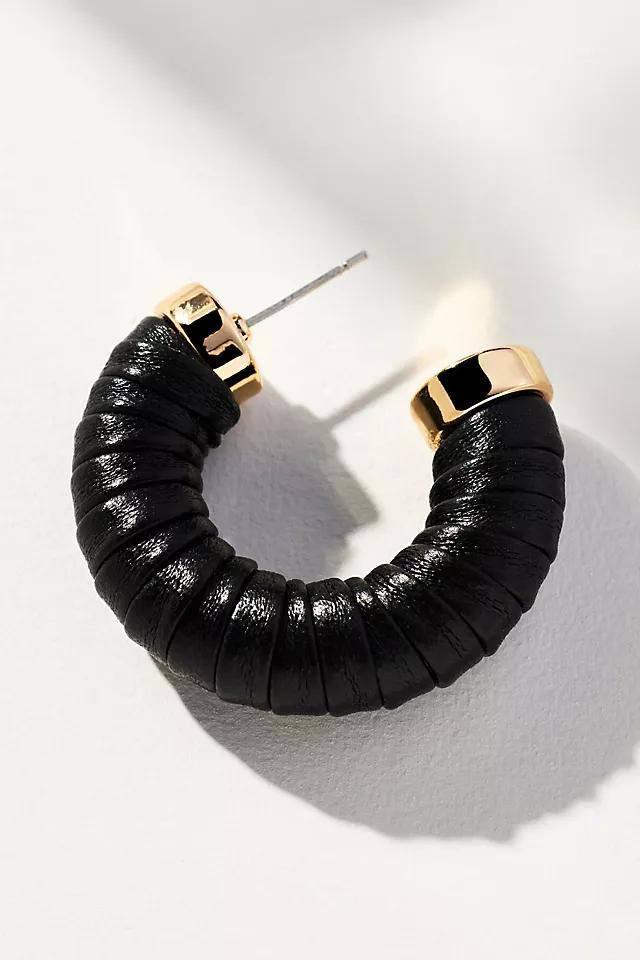 Faux-Leather Wrapped Hoop Earrings Product Image