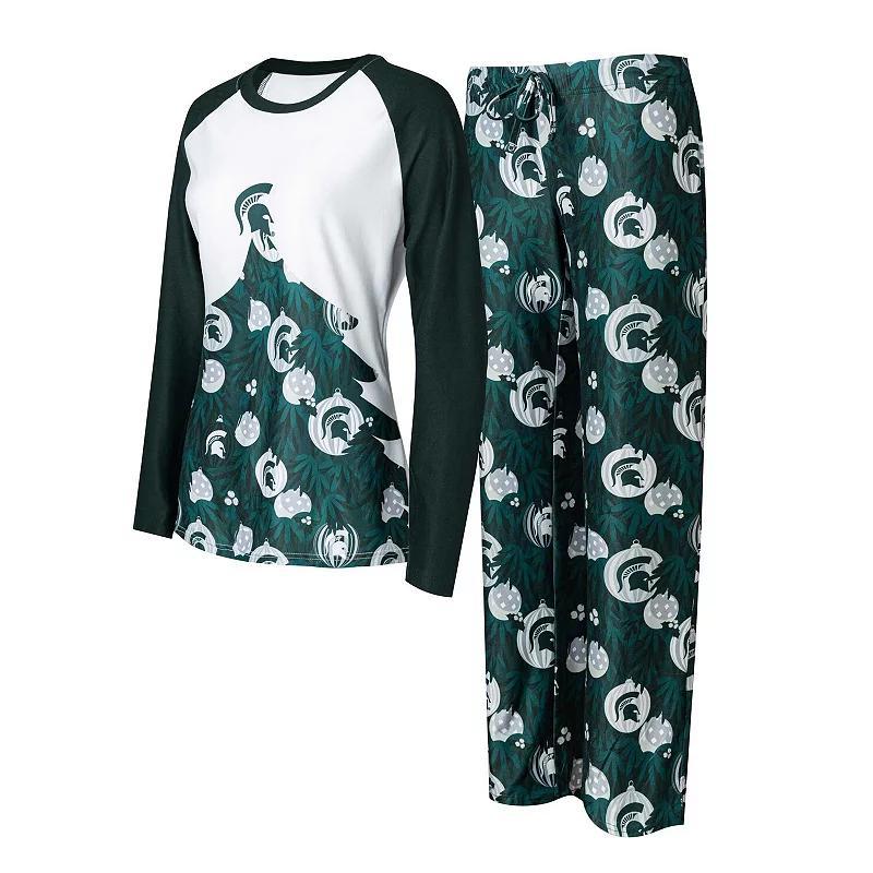 Womens Concepts Sport Hunter Green Michigan State Spartans Tinsel Ugly Sweater Long Sleeve T-Shirt & Pants Sleep Set Product Image