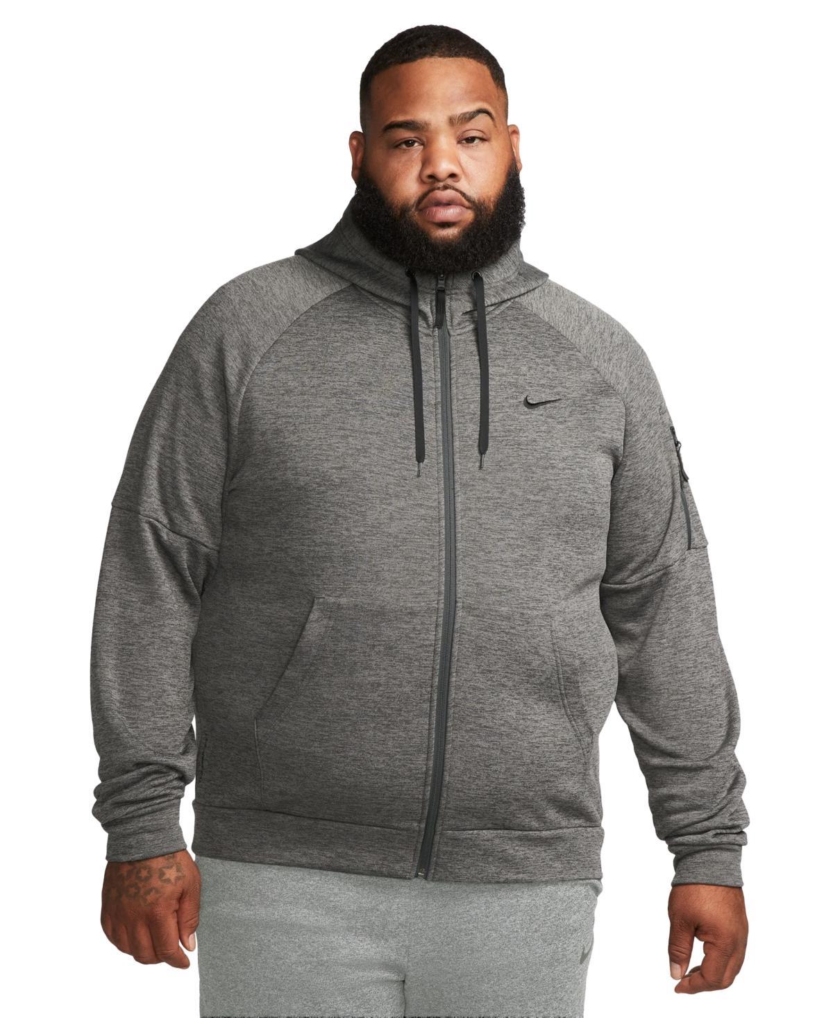 Nike Mens Nike Therma Fleece Full-Zip Hoodie - Mens Black/Particle Grey/Dark Grey Heather Product Image