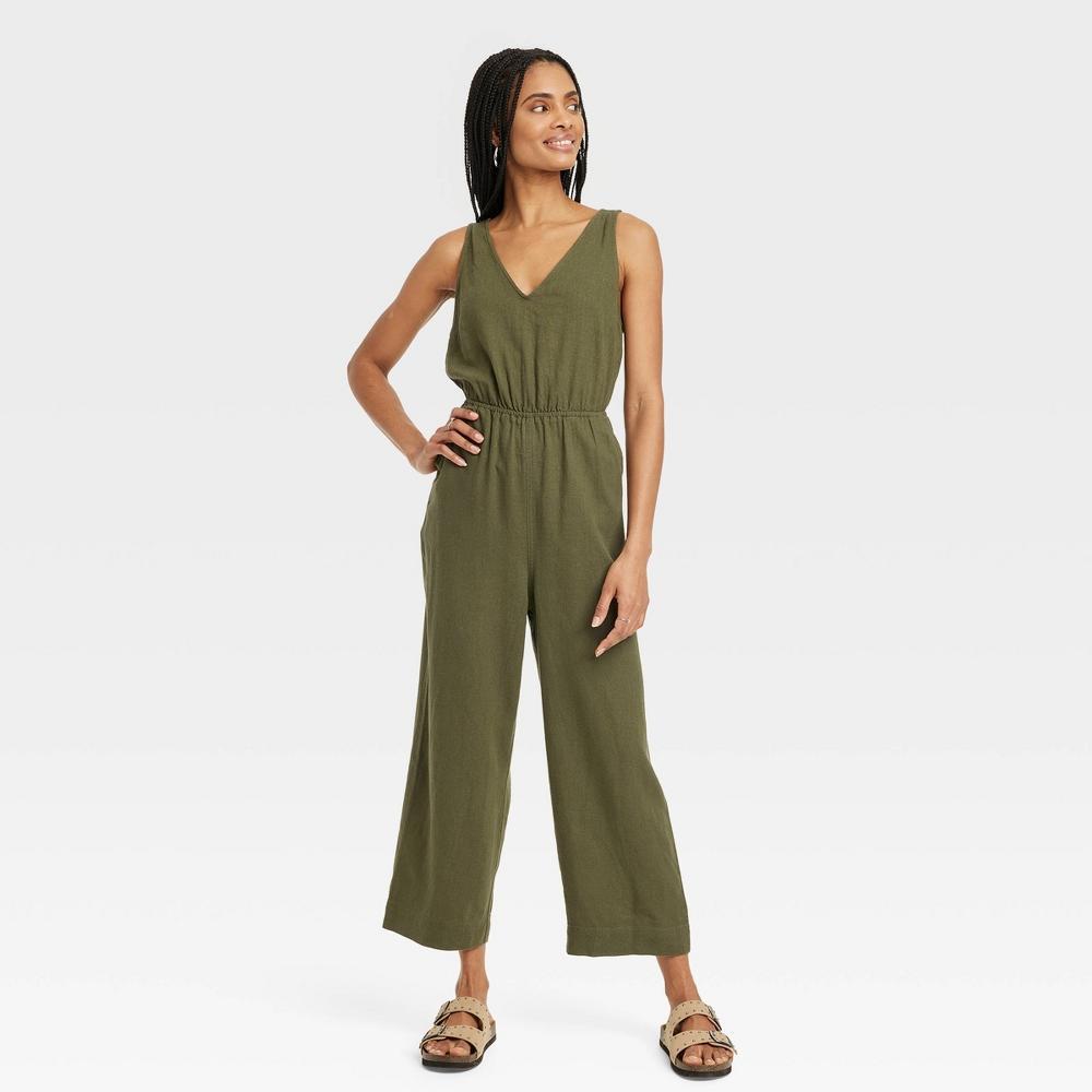 Womens Linen V-Neck Jumpsuit - Universal Thread XS Product Image