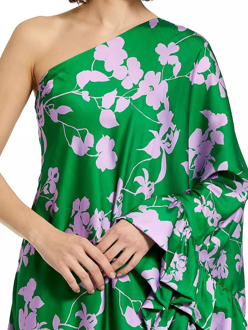 Floral Draped Asymmetric Maxi Dress Product Image