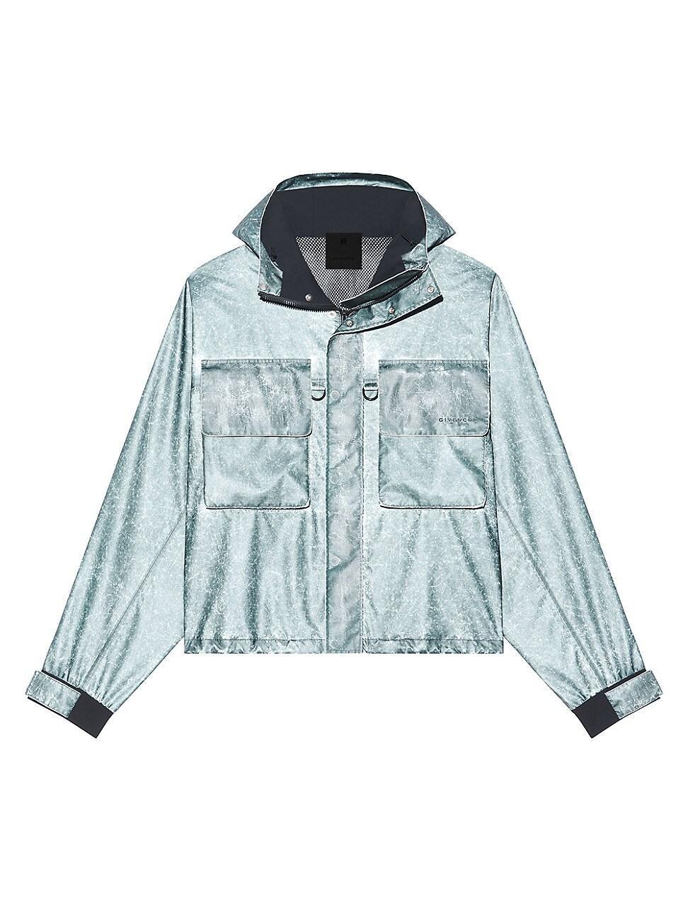 Mens Cropped Parka Jacket In Reflective Technical Fabric Product Image