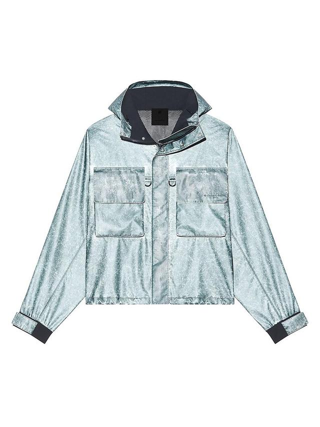 Mens Cropped Parka Jacket In Reflective Technical Fabric Product Image