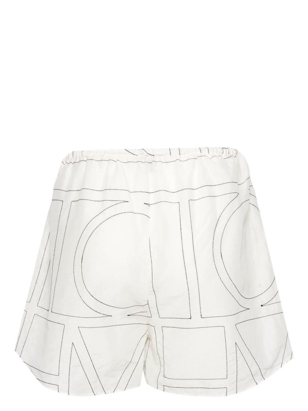 TOTÊME Monogram-embroidered Pyjama Shorts In White Product Image