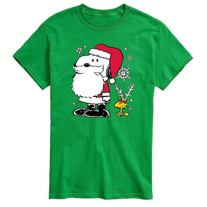 Mens Peanuts Snoopy Santa Reindeer Tee Green Product Image