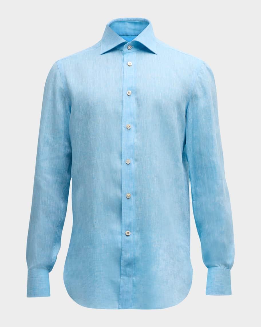 Men's Solid Linen Sport Shirt Product Image