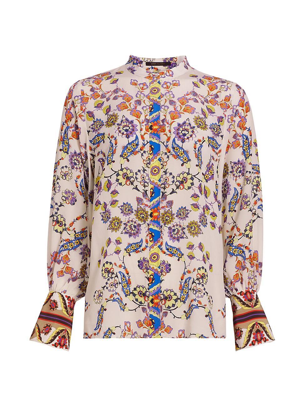 Womens Shelby Floral Silk Blouse Product Image