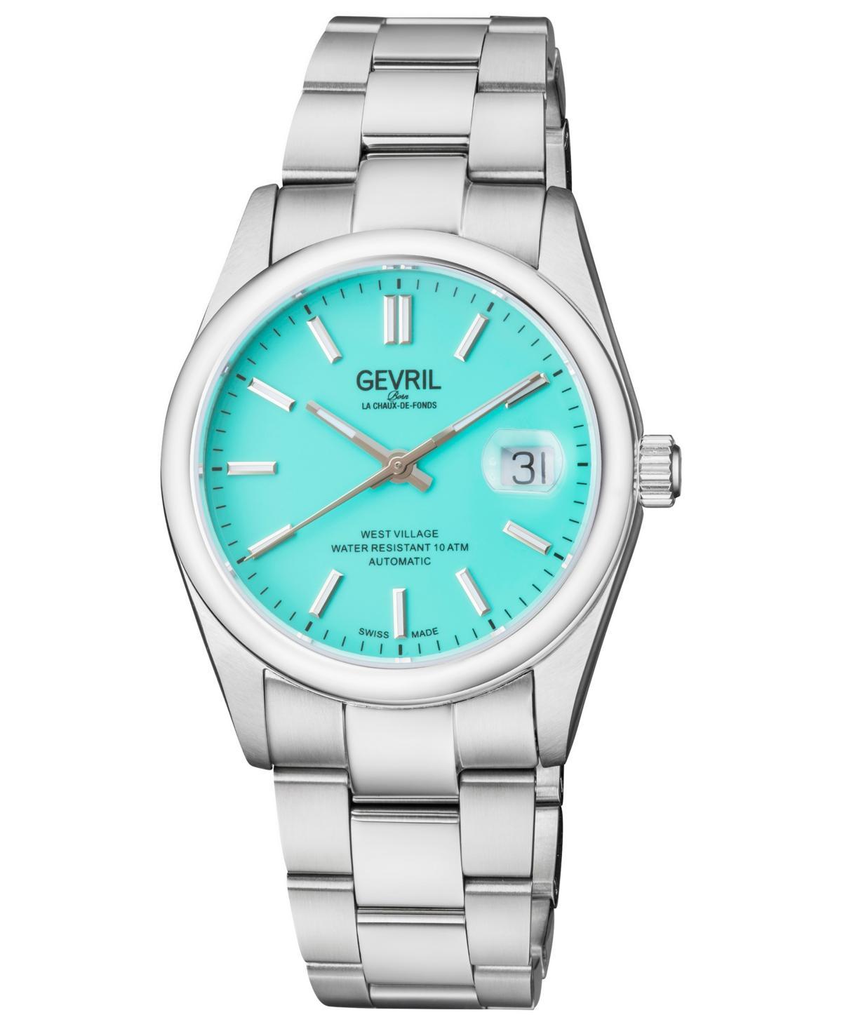 Gevril Mens West Village Swiss Automatic Silver-Tone Stainless Steel Bracelet Watch 40mm Product Image