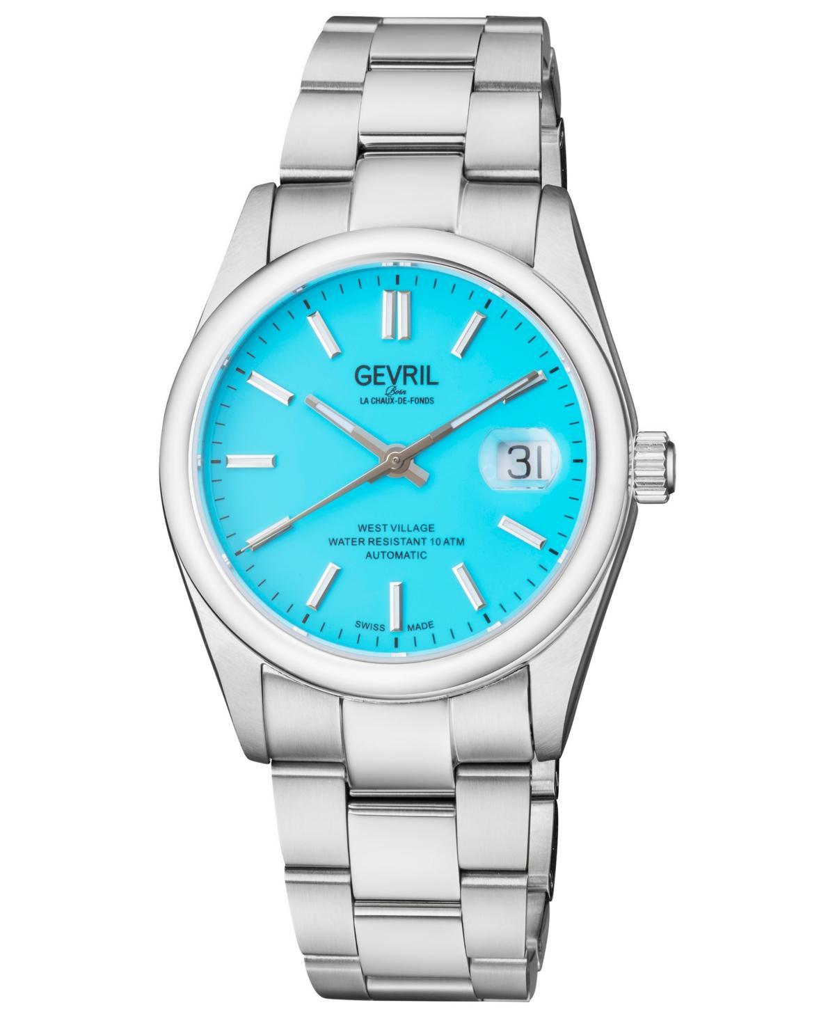 Gevril Mens West Village Swiss Automatic Silver-Tone Stainless Steel Bracelet Watch 40mm Product Image