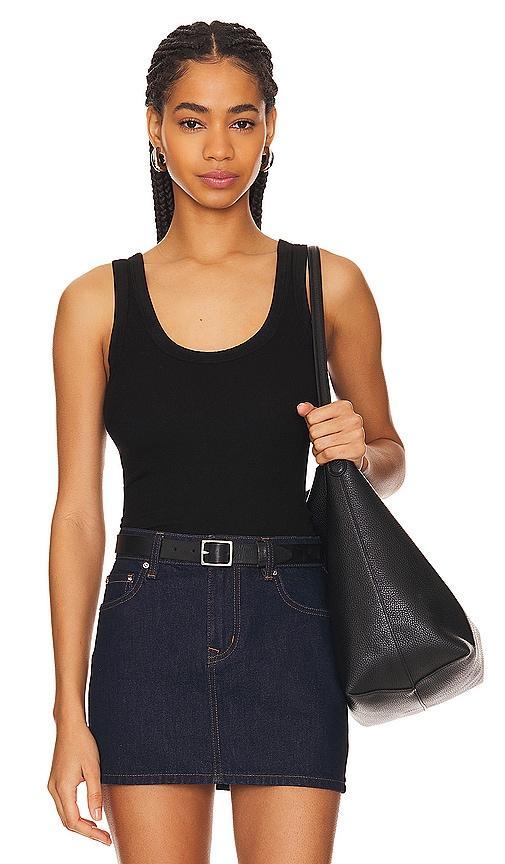 Enza Costa Silk Rib Bold Tank Top Black. (also in ). Product Image