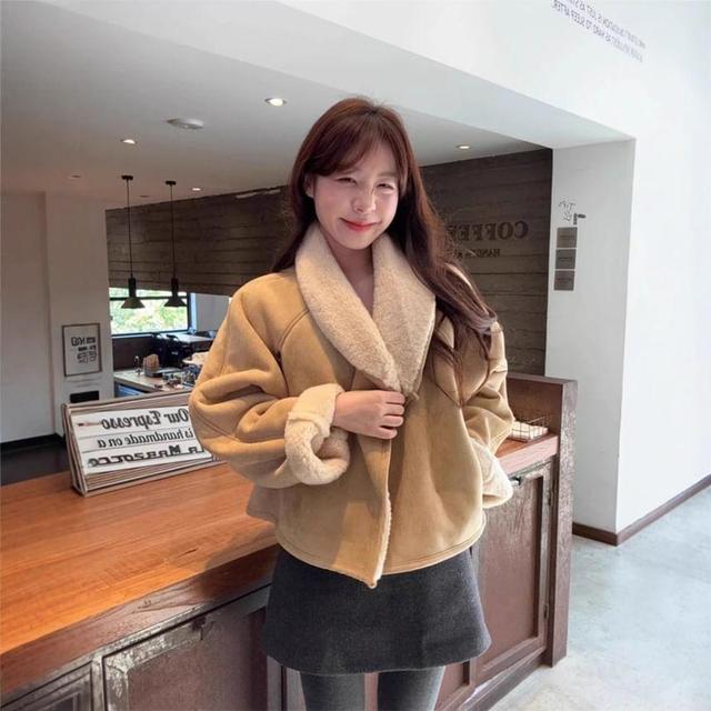 Plain Fleece Single-Button Coat Product Image