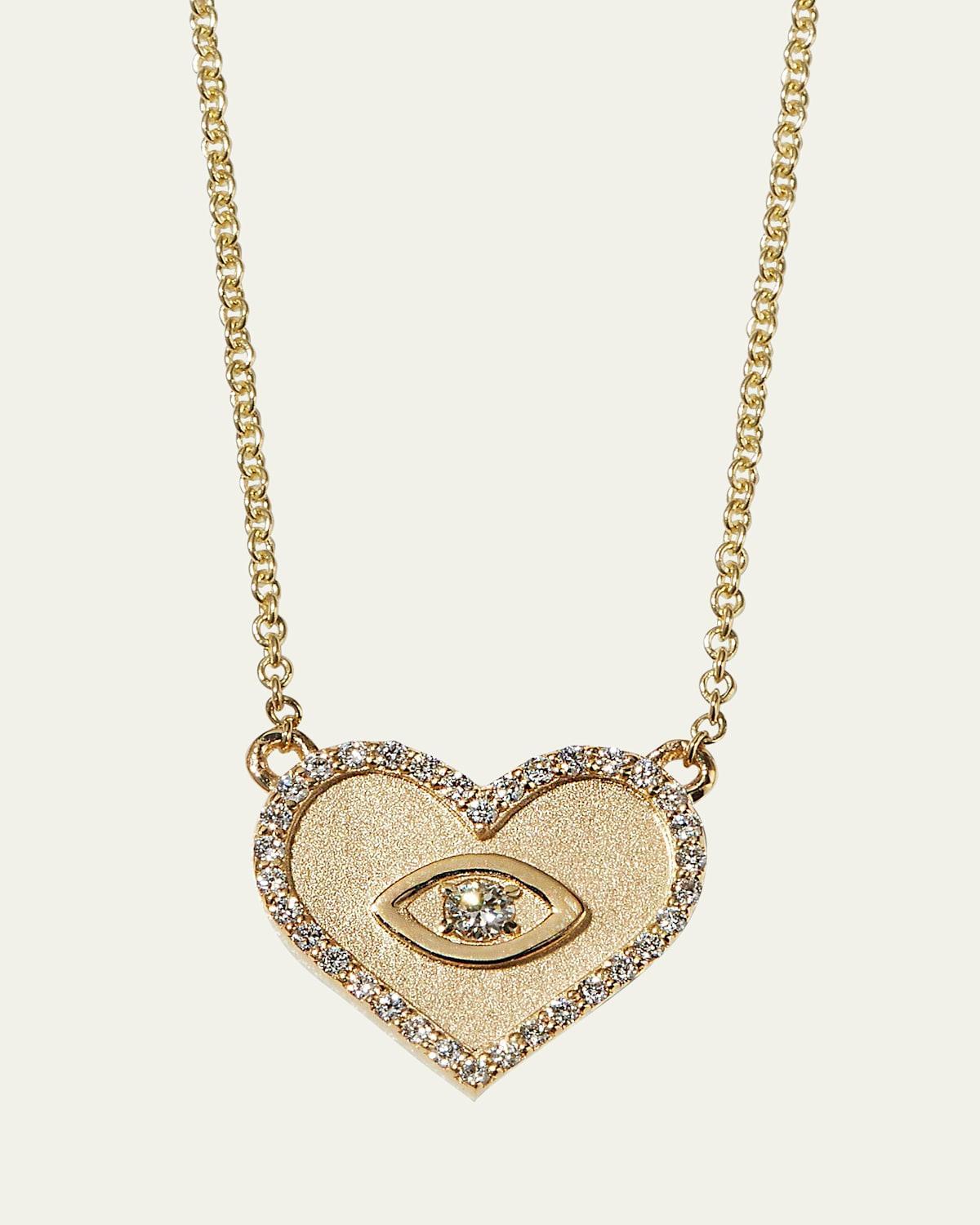 Womens Medium 14K Gold & Diamond Heart Necklace Product Image